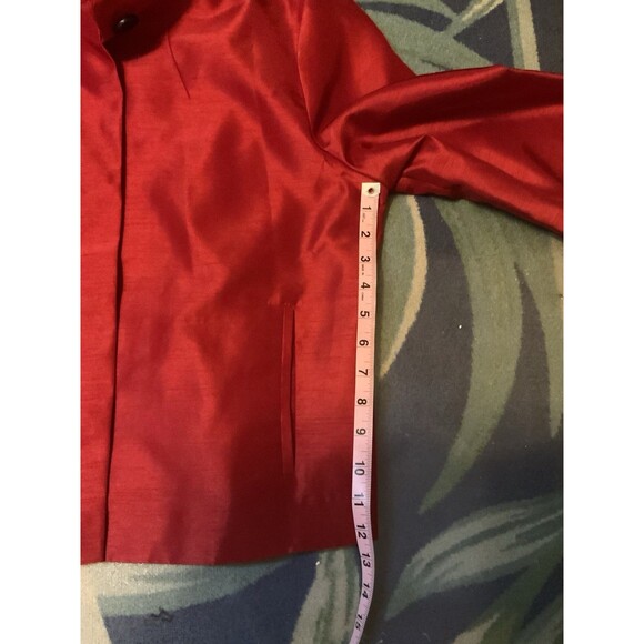 Chico’s Women’s 2 US L Shantung Short Jacket Bright Holiday Red 3/4 Sleeve - Picture 11 of 13